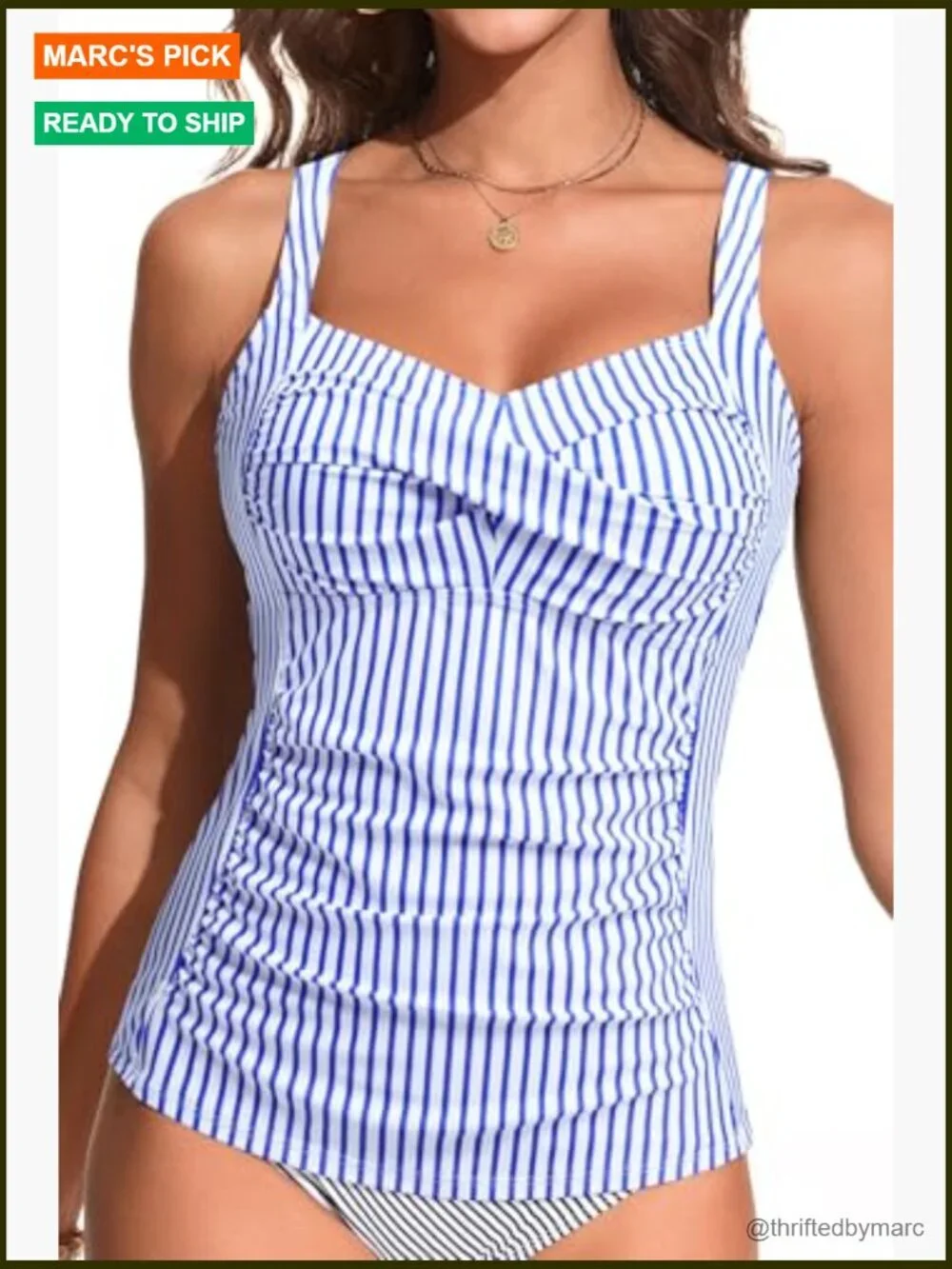 Underwire Tankini Top with Tummy Control - Twist Front Swim Top Only
